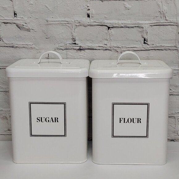 MARTHA STEWART WHITE ENAMEL CANISTER TWO PIECE SET - Picture 12 of 16